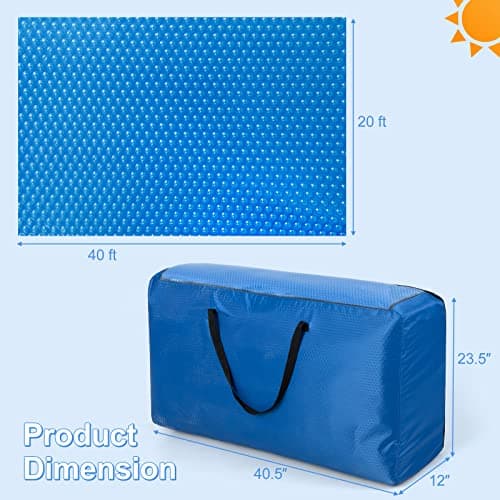 S AFSTAR 20ft x 40ft Pool Cover, Rectangle Swimming Pool Cover with Carry Bag, Waterproof & Dustproof Heavy Duty Pool Cover, 12-MIL Heat Retaining Pool Solar Blanket for Above-Ground & In-Ground Pools
