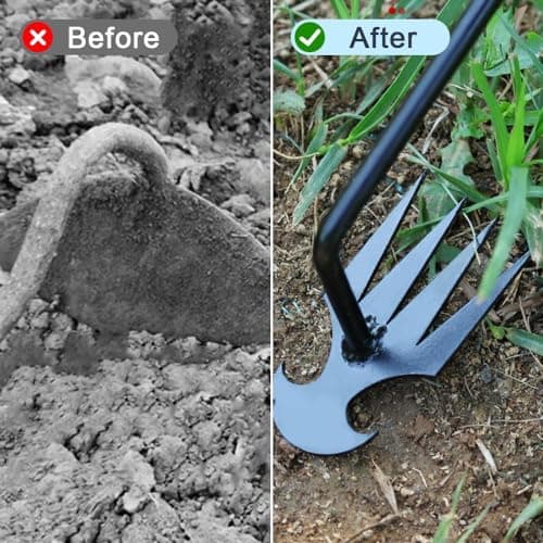 Weeding Artifact Uprooting Weeding Tool, 2025 New 4 Teeths Dual Purpose Manual Weeders Tool with Long Handle, Durable Manganese Steel Weeding Claw Uprooting Tool for Lawn and Garden (Black, 2 Pack)