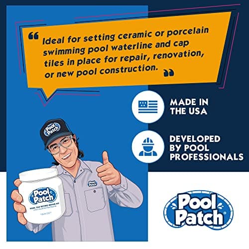 Pool Patch Pool Tile Thinset Adhesive Repair Kit 10 lb - Easy to Mix and Apply Thinset Formula - Perfect to Glue Pool Tile - Quick-Drying, Extra Strong Bond - (coverage: approx. 20 sq. ft)