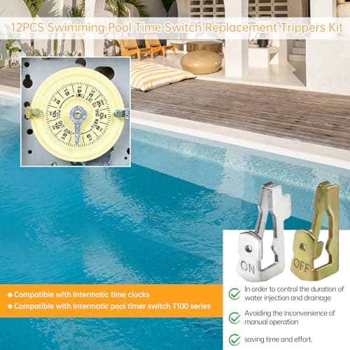 Updated Pool Timer On Off Clips 12pcs, Juvaeny Time Switch Replacement Trippers Kit 156T1978A Pool Pump Timer Tripper Compatible with Intermatic T100 Series T101 T104 Timer Parts (6On /6Off /12Screws)