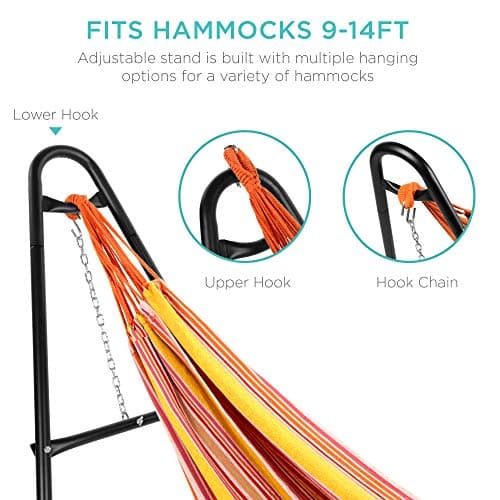 Best Choice Products Adjustable Portable Hammock Stand, Outdoor Patio Weather-Resistant Steel for 9-14ft Hammocks w/Hanging Hooks, Powder-Coated Finish, Carrying Bag, 450lb Weight Capacity