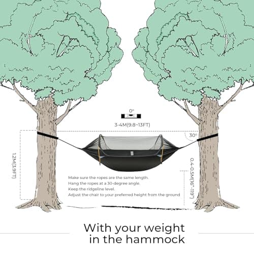 Camping Hammock Tent with Mosquito Net & RainFly, 3 in 1 Waterproof Lightweight Portable Sleeping Hammock Bug, Travel Outdoor Gear with Tree Strap Swing, for Hiking Patio Expedition