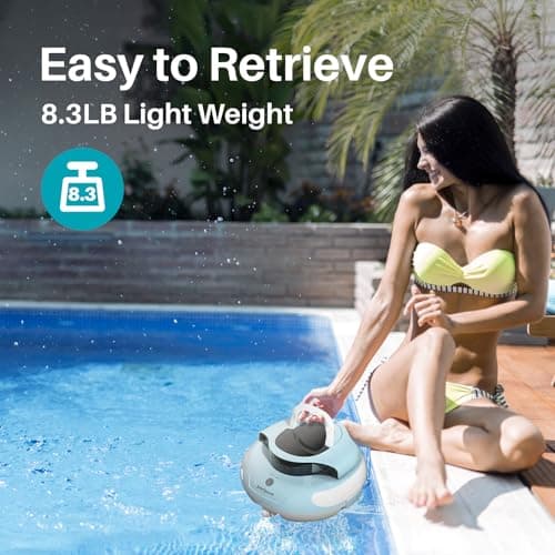 PoolPure Aquaguard SE II Cordless Robotic Pool Cleaner with 5000mah Big Battery, Extend Service Life. Ideal Pool Vacuum Robot for Above-Ground Pool (Blue)