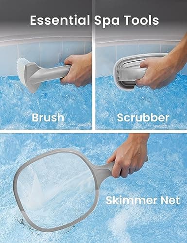 KOKIDO 5-in-1 Rechargeable Spa Vacuum Cleaner Set with 3 Hand Tools, IPX8 Safe for Warm/Cold Water, Portable, Light Duty Cleaning for Inflatable Spas, Hot Tubs, Jet Tubs, Debris & Sand Cleaning XV100