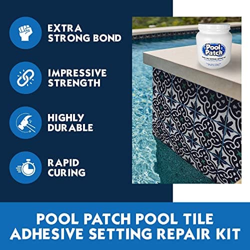 Pool Patch Gray Pool Tile Adhesive Thinset Repair Kit 3 lb - Easy to Mix and Apply Setting Formula - Perfect to Glue Pool Tile - Quick-Drying, Extra Strong Bond - (coverage: approx. 6 sq. ft)