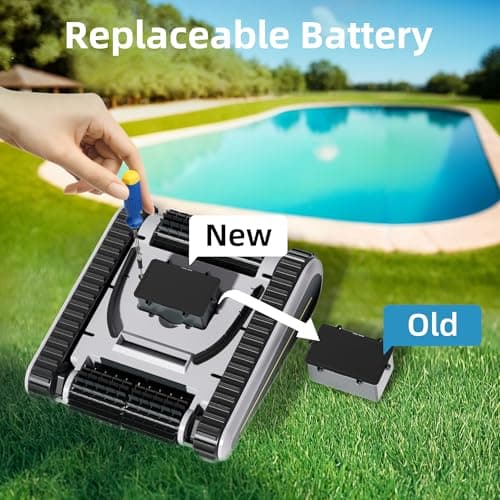 Cordless Pool Vacuum for Inground Pools, Automatic Robotic Pool Cleaner with Wall and Waterline Cleaning, Gray