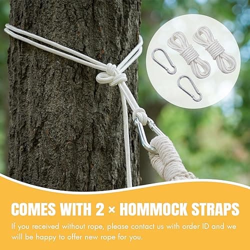 Double White Natural Canvas Handmade Hammock Beautiful Boho Style, Brazilian Deluxe Hammock Bed of Indoor Bedroom or Outdoor Tree, Patio, Porch, Yard, Beach for Camping, Hiking, Travel, Decor