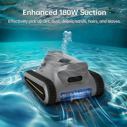 Pool Vacuum for Above Ground Pool: NexTrend Cordless Robotic Pool Cleaner Wall Floor Waterline Cleaning 180W Powerful Suction Last 150 Mins Automatic Robot for Inground Swimming Pool up to 2,050 sq.ft