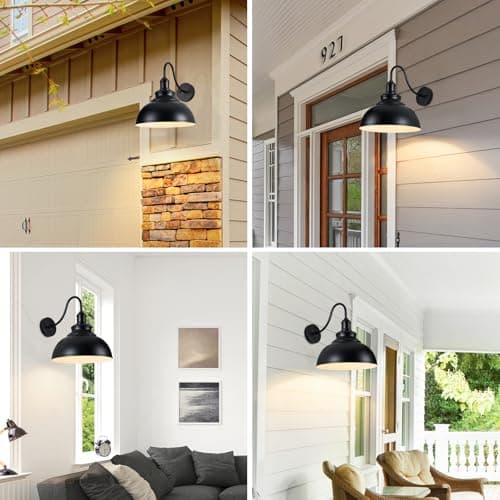 2 Pack Outdoor Wall Lights 14 inch Exterior Barn Wall Sconce Fixture Wall Mount Lantern Waterproof Black Wall Lamps Lumiere Outside Porch Lights House Garage Doorway Patio Front Door Entryway