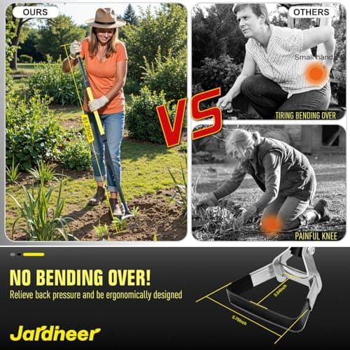 Jardineer Hula Hoe Garden Tool -4in1 Weed Puller, Cultivator, Stirrup Hoe with Ergonomic Handle, Heavy Duty Stainless Steel Head for Effortless Weeding, Digging, and Soil Aeration (64 inches)