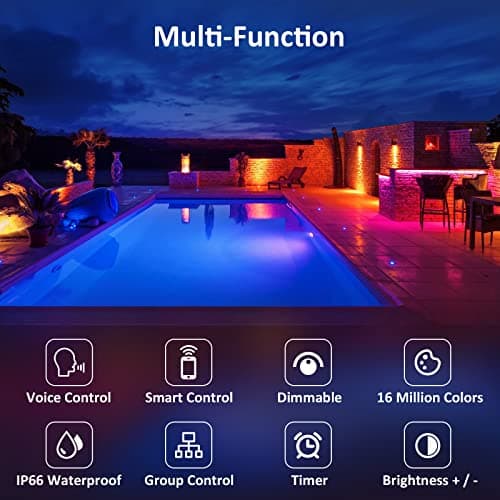 NOVOSTELLA LED Flood Lights Outdoor, 30W RGB Smart LED Flood Lights, Second-Generation WiFi Landscape Lighting Stage Dimmable Color Changing Uplight, IP66 Waterproof, Work with Alexa, 4 Pack.