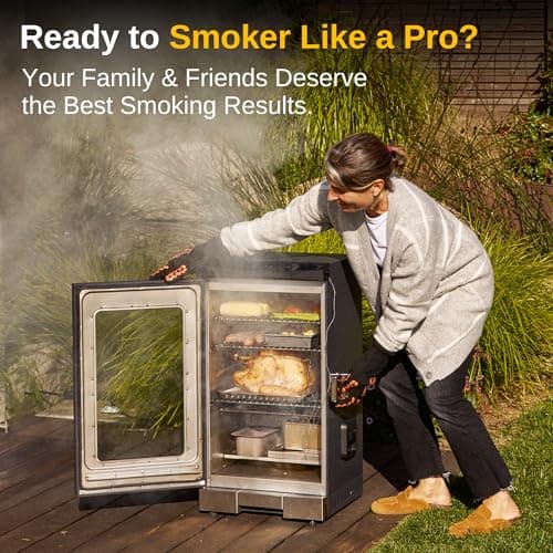 EAST OAK 30" Electric Smoker, Outdoor Smoker with Glass Door & Meat Thermometer, 725 Sq Inch Large Capacity, 4 Detachable Racks for Backyard BBQ, Party, Outdoor Cooking Night Blue