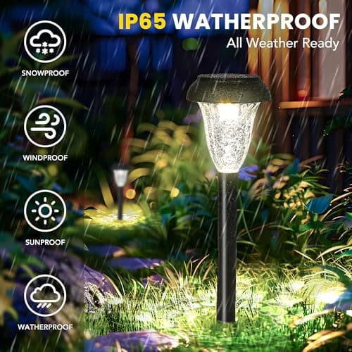 GIGALUMI Solar-Powered Pathway Lights (12-Pack), Waterproof, Bright LED Solar Outdoor Lights for Landscapes, Gardens, Walkways and Driveways (Cold White)
