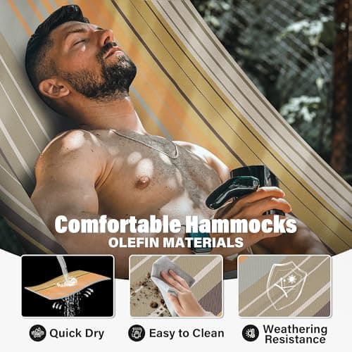 Patio Watcher 13 FT Quick Dry Textilene Hammock - Outdoor Double Hammock - Heavy Duty for Outside - 450 lbs Capacity - Coffee