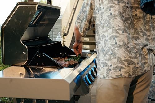 Monument Grills Larger 4-Burner Propane Gas Grills BBQ Stainless Steel Heavy-Duty Cabinet Style with BBQ Cover