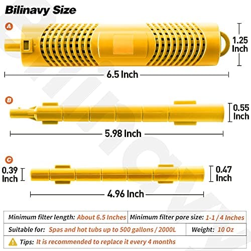 Spa in-Filter Mineral Sticks Parts for Hot Tub Filter Cartridge, Last for 4 Months, Yellow, 2PCS