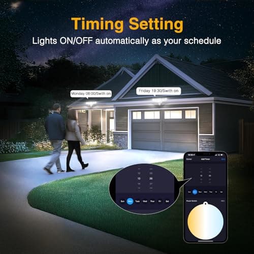 Onforu 5 Heads 65W Smart LED Security Lights Motion Sensor Outdoor, 340° Illumination WiFi Alexa Flood Light 5500LM APP Control, 2500K-6500K Exterior Motion Detector, IP65 Wall Light for Yard, White