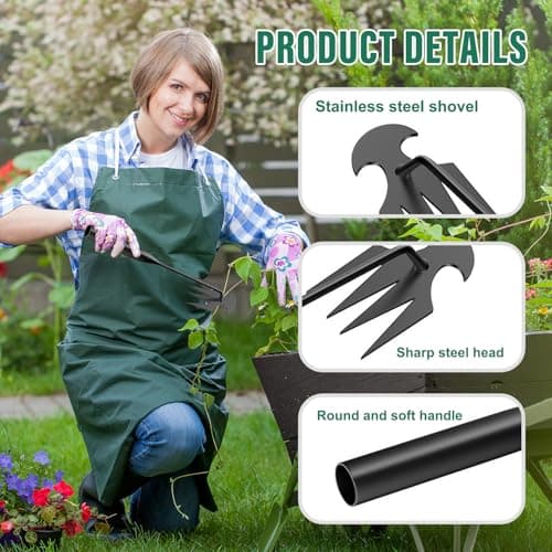 Manual Weed Remover Tool for Lawn and Garden, 2025 Upgrade Garden Weed Pulling Tool Uprooting Weeding Tool,Weed Puller Tool 4 Tooth Manganese Steel for Gardening Backyard Farm (19.7in)