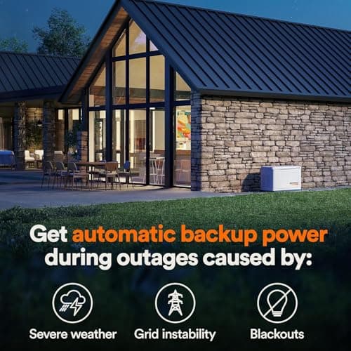 Generac Guardian 24kW Home Standby Generator with 200 Amp Transfer Switch, Durable All Aluminum, WiFi Enabled with G-Force Engine, Easy to Use, Whole House Power Backup, Smart Outage Solution - Bisque