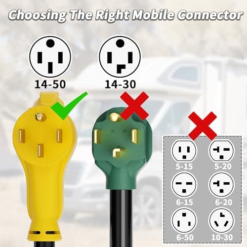 30 FT 50 Amp RV/EV Extension Cord Outdoor with Grip Handle, 4 Prong Flexible Heavy Duty 6/3+8/1 Gauge STW RV Power Cord Waterproof, NEMA 14-50P to 14-50R, Black-Yellow, ETL Listed