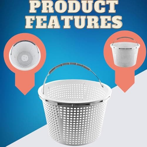 Swimables Pool Skimmer Basket for Inground Pool Compatible with Pentair U-3 Skimmer Basket and Hayward SP1070 Pool Basket | Built-in Brass Weight | 316 Stainless Steel Handle & Convenient Rubber Grip