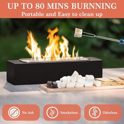 Tabletop Fire Pit with Smores Kit, Table Top Firepit Smores Maker, Portable Outdoor Fireplace Tabletop, Decor Home Patio Gifts for Women Mom Him Men - Mothers Day White Elephant Unique Gift, Black