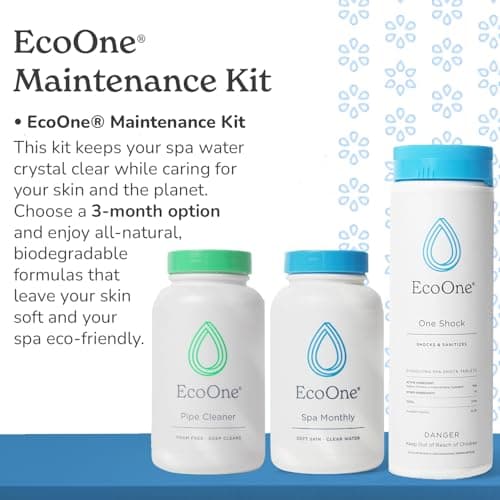 EcoOne | Hot Tub Chemical Maintenance & Supply Kit | Spa Shock, Conditioner & Purification Kit | Contains Oneshock Chlorine Granular, SPA Monthly Conditioner & Filter Cleanser | 3 Month Supply