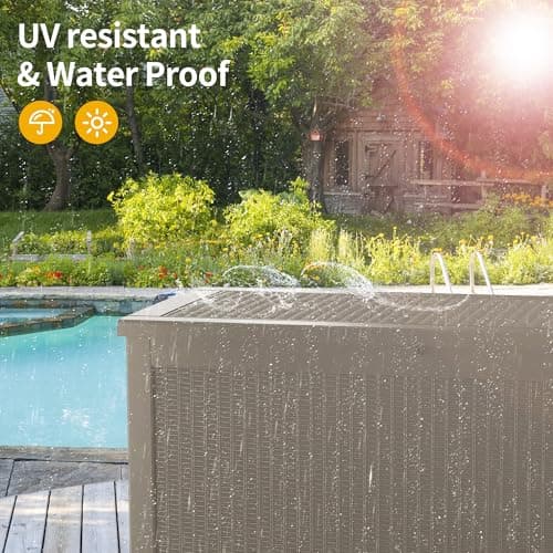 260 Gallon Resin Deck Box, Waterproof Outdoor Storage Box, Lockable for Patio Furniture, Garden Tools, Pool Accessories, UV-Resistant for All Weather Use, Coffee