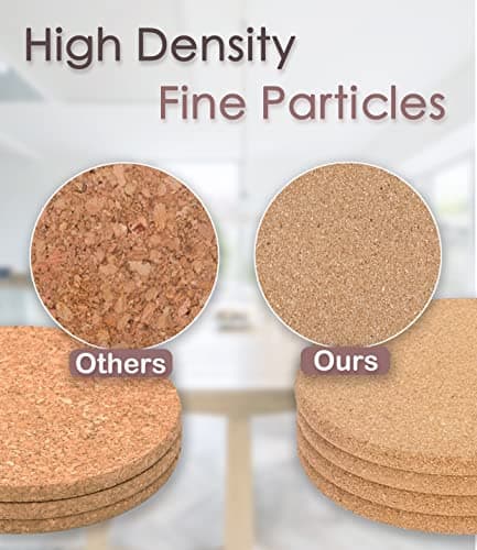 Cork Trivet, High Density Fine Particle Thick Cork Trivets for Hot Dishes, 8 Inch Heat Resistant Cork Coaster, Cork Placemats Cork Hot Pads for Hot Pots and Pans, 4 Pcs