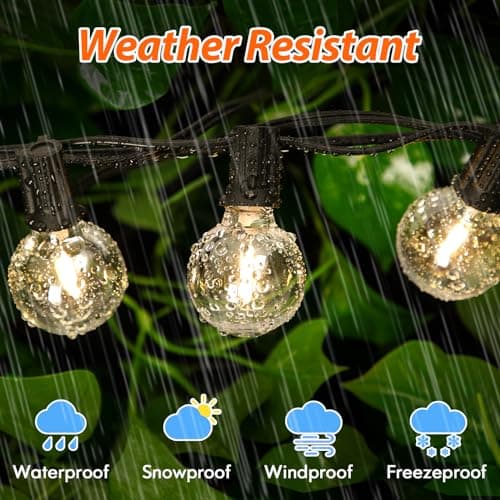 100FT LED Outdoor String Lights with 3 Color Lights, Dimmable String Lights for Outside with Remote, G40 Globe Waterproof Patio Lights with 50+2 Shatterproof Bulbs for Party Backyard BBQ House Camping