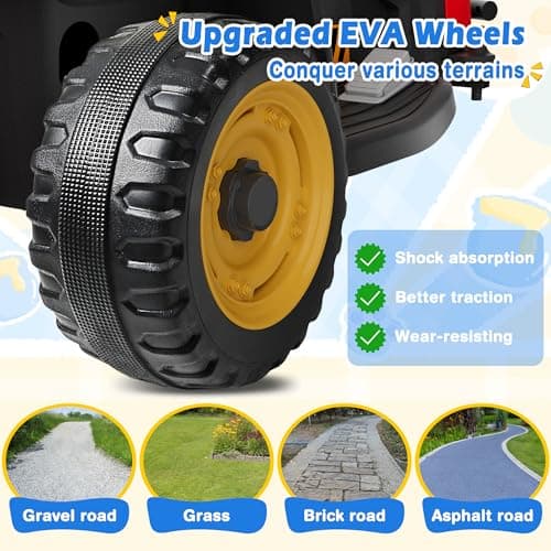 24V Ride On Tractor w/Tiltable & Detachable Trailer, 2x65W Motors, EVA Tires, Remote Control, Bluetooth, Shifter, Music, Electric Car for Kids Ages 2-5, Red