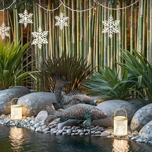 G/N CLYB Set of 2 Koi Fish Decor Outdoor Statue Sculpture Garden Pond Fishes Yard Art Antique Copper Koi Sculptures & Statues Metal Koi Fish Figurine Ornaments Décor Gifts for Women Mom Grandma