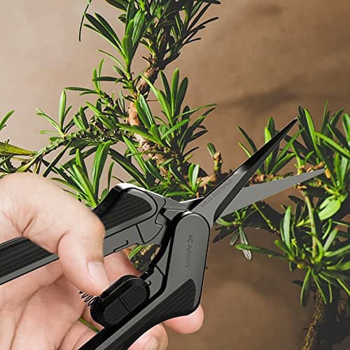 AC Infinity 6.6” Stainless Steel Pruning Shear, Lightweight Ergonomic Design, Straight Precision Blades with Nonstick Titanium Coating for Gardening, Hydroponics, Grow Tents