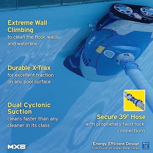Zodiac MX8 Suction Pool Cleaner for All In-Ground Pool Surfaces, 39 ft Reach, Excellent Traction for All Surfaces