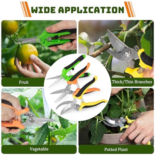 3 Pack Professional Pruning Shears, Stainless Steel Garden Scissors with Rust-Resistant Blades, Ergonomic Handles for Gardening, Bonsai,Plant Care & Rose Trimming By GLVSAE