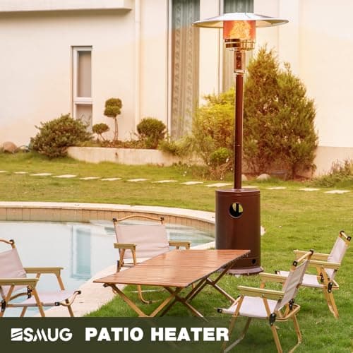 48,000 BTU Propane Heater Outdoor Patio Heaters with Wheels, Patio Heater Deck Porch for Outdoor Use Camping Backyard Commercial,Double-Layer Stainless Steel Burner, 87" H