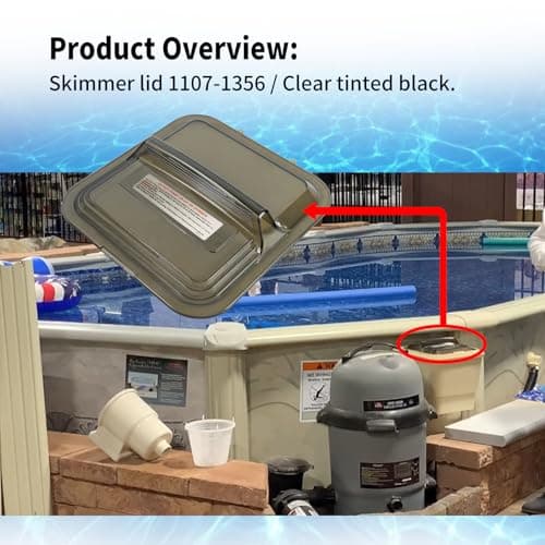 XJJ 1107-1356 Skimmer Lid Clear Tinted Black, Fit for 2094 & 2095 Doughboy Deluxe Skimmers, Replaces Skim-line Vacuum Skim Filter lid 1121-1349 11211349