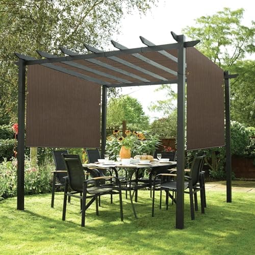 Patio Paradise 10' x 12' Pergola Canopy Replacement Cover Shade Cloth with Grommets Weighted Rods Outdoor Sun Shade Screen UV Block for Gazebo Backyard Deck Porch Balcony, Brown