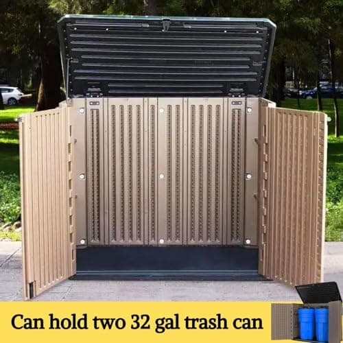 ZZM 4x2.5 FT Outdoor Storage Shed, Resin Waterproof Storage Cabinet for Garden Tools with Lockable Lid,Latch (Coffee)