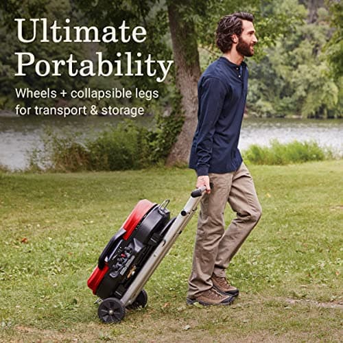 Coleman RoadTrip 285 Portable Stand-Up Propane Grill with 3 Adjustable Burners & Instastart Ignition, 20,000 BTUs of Power for Outdoor Cooking
