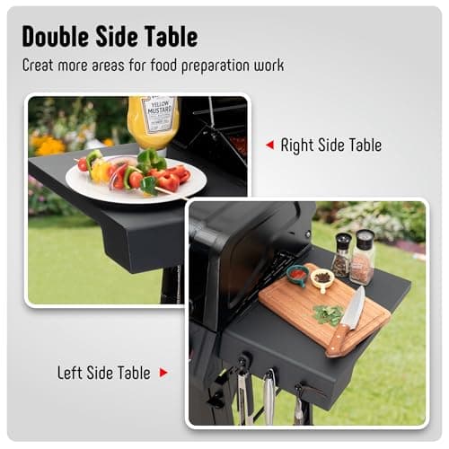 4-Burner Propane Gas Grill, Outdoor Grill with 2 Side Tables and Porcelain-Enameled Grates for Patio BBQ, 36000 BTU Powerful for Outdoor Cooking, Black - Perfect for Your Next Backyard BBQ