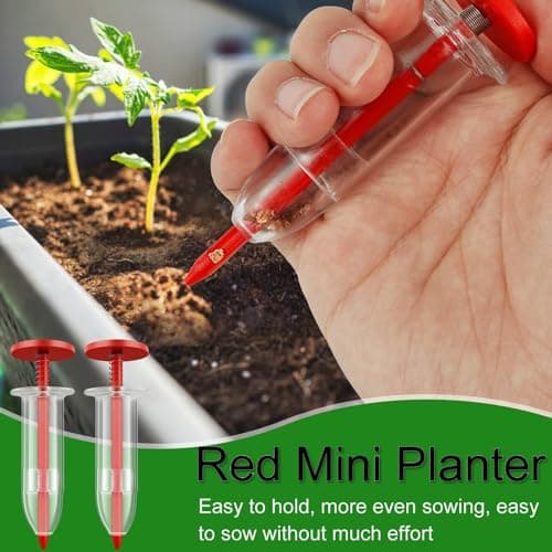 6 PCS Mini Seed Spreader, 2024 New Mini Sowing Seed Dispenser, Small Seed Planter Tool, Manual Seedlings Dibber and Widger Set, Seed Sower Spreader Handheld for Tiny Seeds, white, green, red