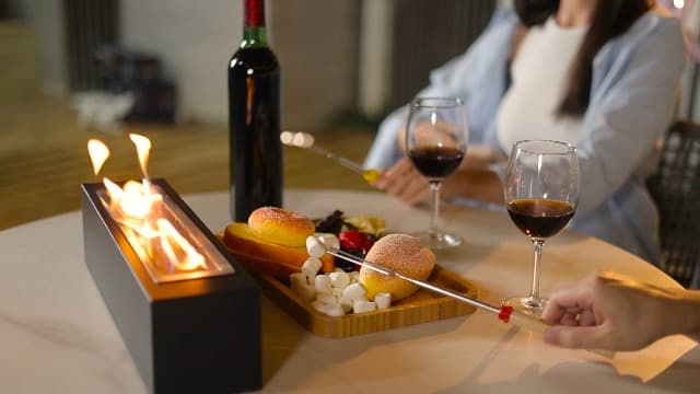 Tabletop Fire Pit Outdoor Portable Table Top Firepit Indoor Tabletop Fireplace for Patio Balcony Living Room Table Decor Family Holiday Party Gathering Friday Night Dinner (Large Rectangular-Black)
