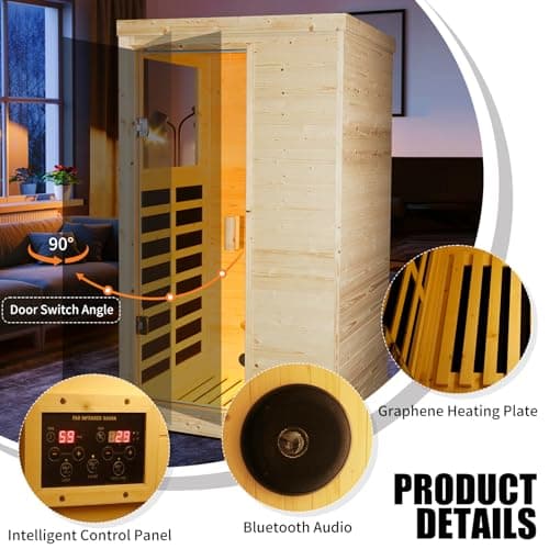 Far Infrared Wooden Sauna Room Home Sauna Spa Dry Saunas Single Person Spa Finland Spruce Wood fit for 7ft Person