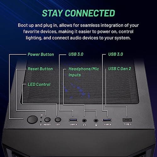 Skytech Gaming Shadow Gaming PC, Intel i7 12700F 2.1 GHz, RTX 4060, 1TB NVME, 16GB DDR4 RAM 3200, 600W Gold PSU Wi-Fi, Win 11 Home, RGB-Keyboard and RGB-Mouse Included,Black