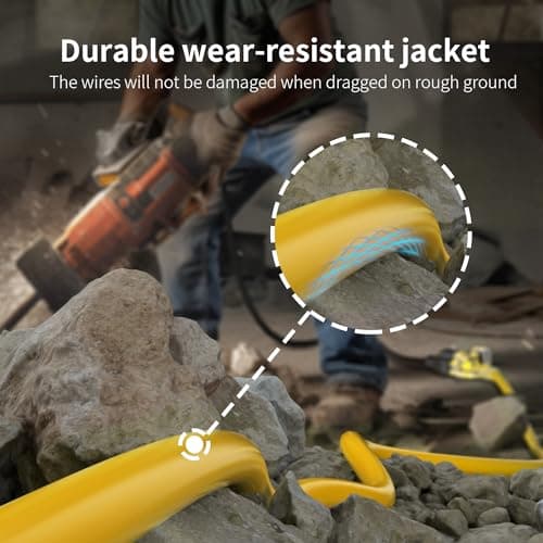 HUANCHAIN 12/3 Gauge Heavy Duty Outdoor Extension Cord 100 ft Waterproof with Lighted end, Flexible Cold-Resistant 3 Prong Electric Cord Outside, 15Amp 1875W 12AWG SJTW, Yellow, ETL