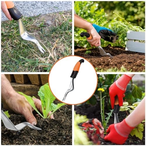 SZHLUX Hand Weeder Tool, Premium Weed Puller Tool for Garden, Gardening Hand Tool with Ergonomic Handle (Orange)