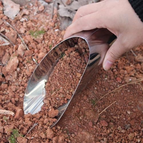 Stainless Steel Plant Soil Shovel Potting Scooper Small Garden Shovel Soil Scoop Fertilizer Feed Scooper for Flower Planting