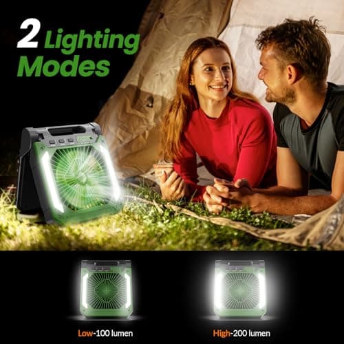 20000mAh Portable Fan Rechargeable with Solar Panel 2-in-1, 3 Speeds Cordless Battery Powered Fan with Led Lantern,Timer, Quiet USB-C Table Fan for Travel Tent Hurricane Office Home Bedroom(Green)