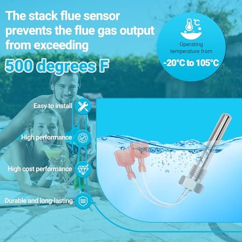 Funmit 42002-0024S Stack Flue Sensor Replacement for Pentair Sta-Rite MasterTemp Max-E-Therm Pool and Spa Heater Electrical System SR200 SR333 SR400